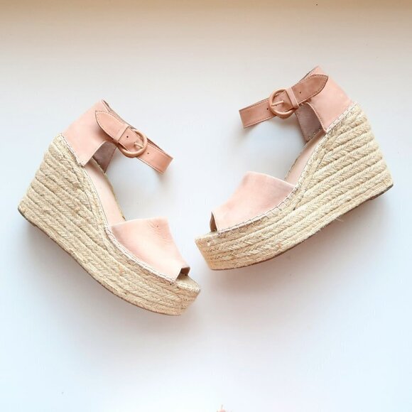 Marc Fisher Alida Pale Pink Platform Espadrille Ankle Strap Sandals Summer Shoes - Picture 14 of 15